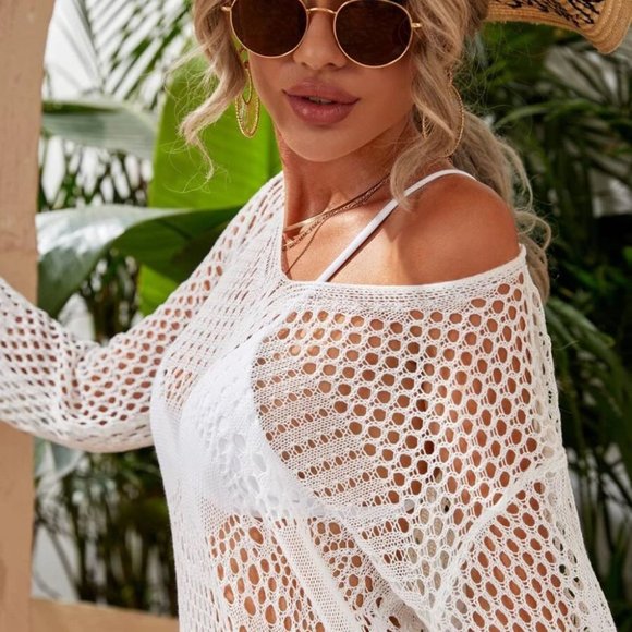 VACAY STYLE FISHNET SWIN COVER UP - Picture 2 of 5